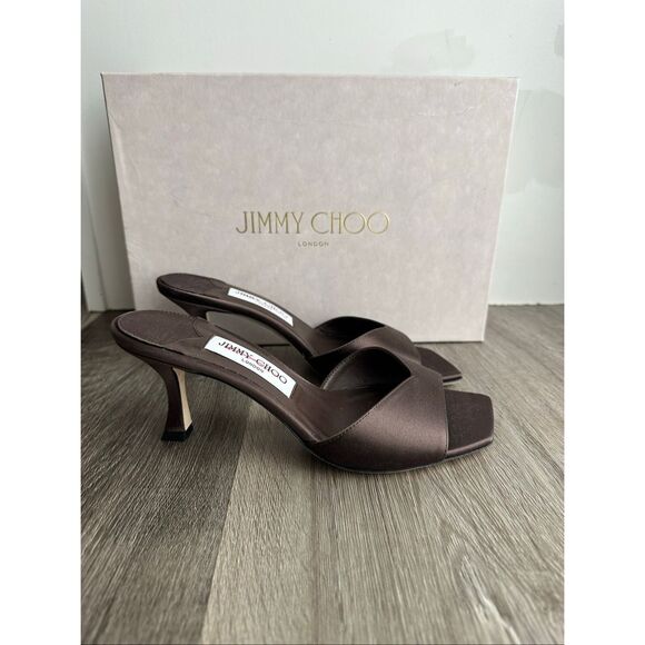 Jimmy Choo Skye 70MM Satin Sandals in Coffee Size EU36.5 $775 - Picture 12 of 14